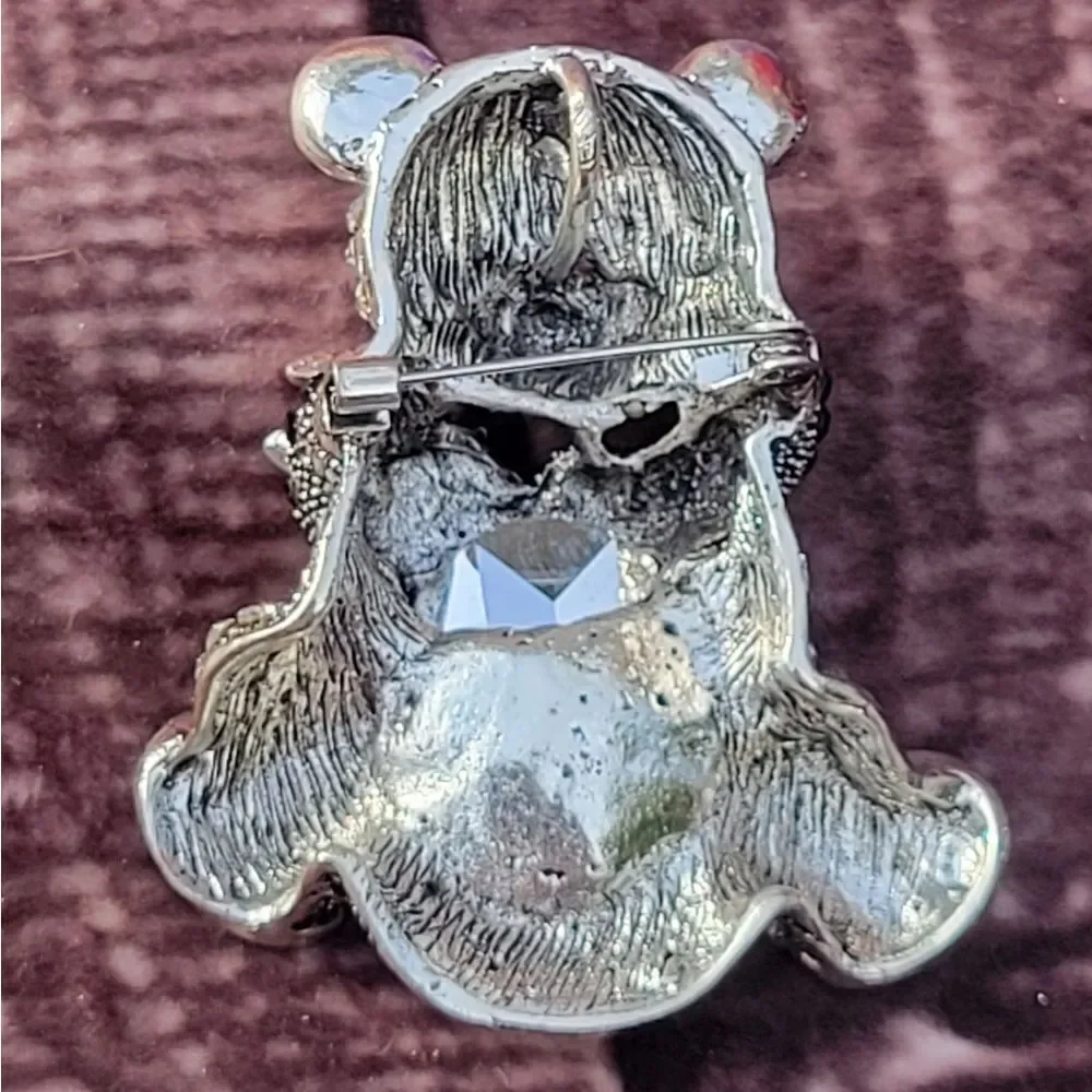 Crystal Blue Glass Panda Brooch